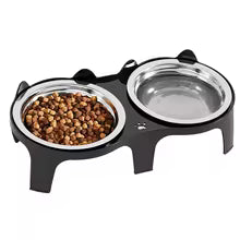 Stainless Steel Cat Food & Water Bowl